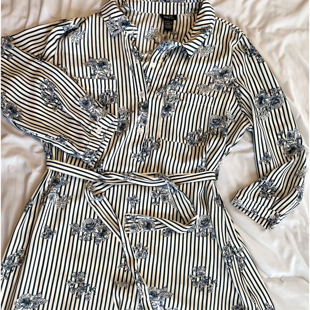 Stripes and Roses | Business Casual | Professional | Above-Knee Dress